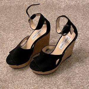Jimmy Choo Black Wedge Sandals, Size 36 (6 US)